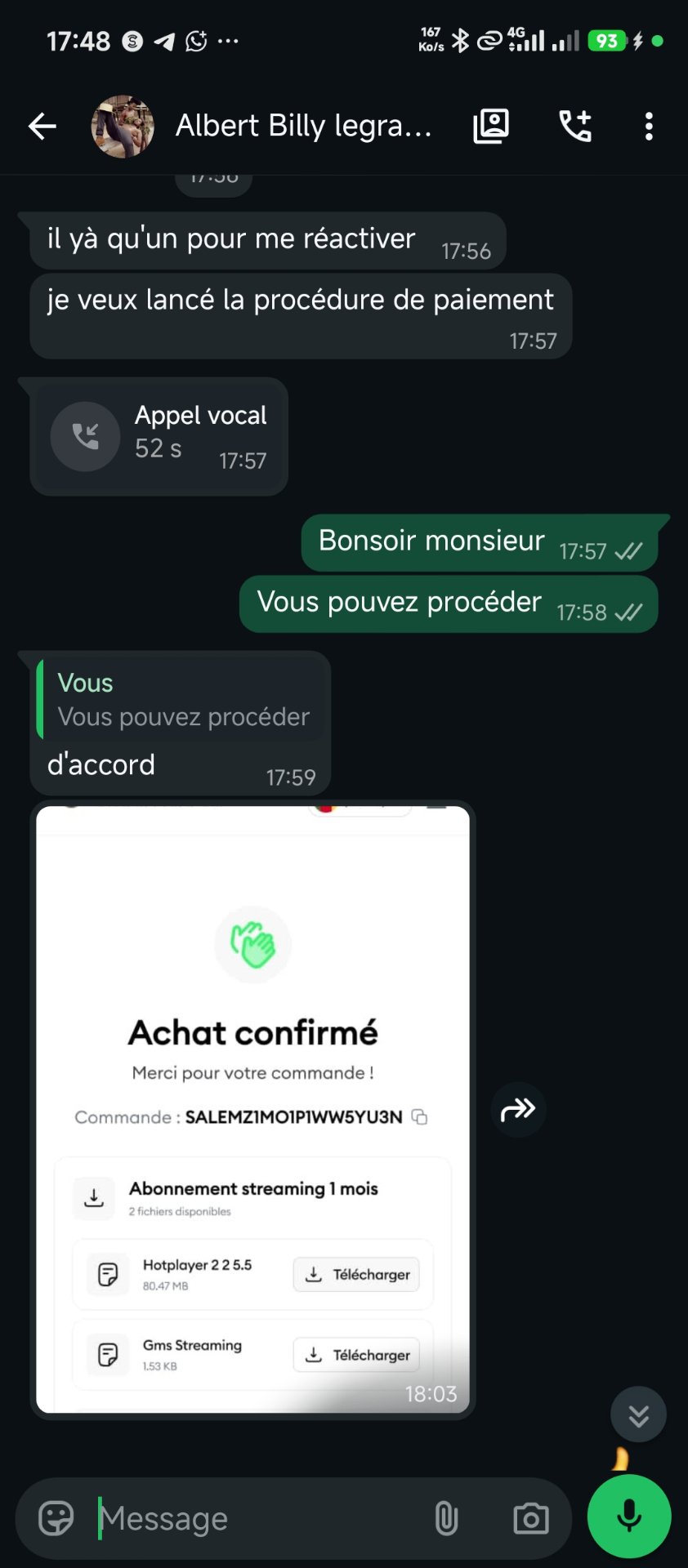 Client satisfait GMS Streaming - achat confirmé